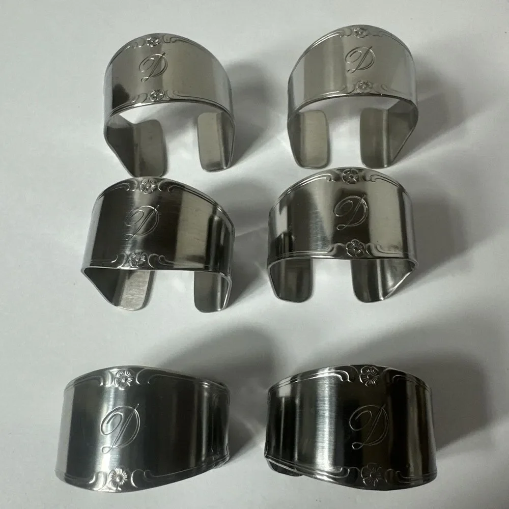 Set of 6 Custom Craft Stainless Napkin Rings D Monogram Korea Pre-owned